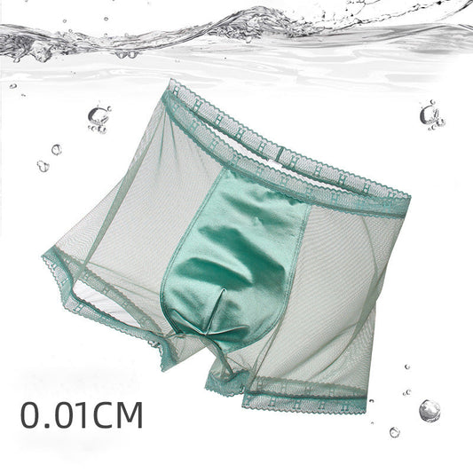 【Köp 3 och få 1 gratis】 Herr, lyxig satin, spets som andas sömlösa antibakteriella boxershorts i nät